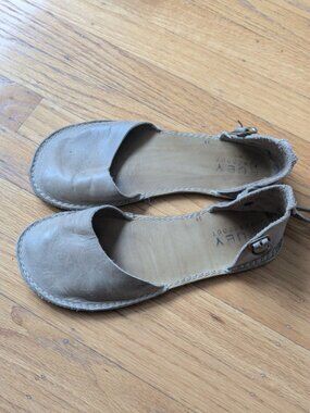 Handmade taupe leather barefoot sandals